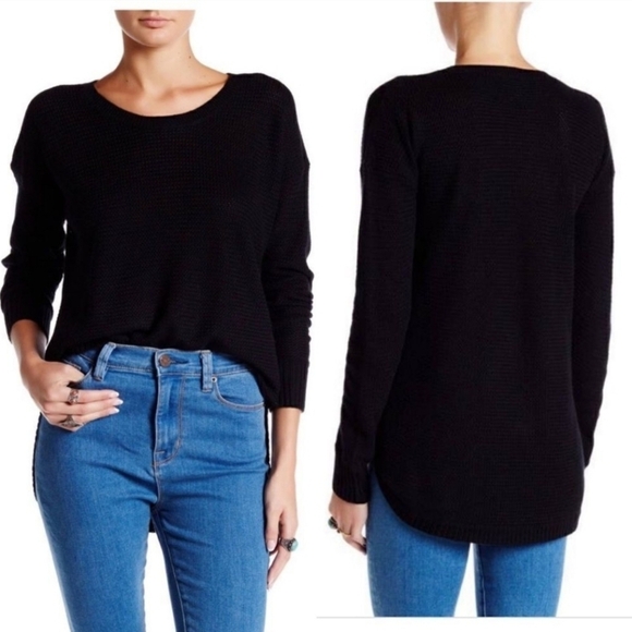 NEW Madewell Chronicle Textured Black Sweater High Low - Picture 1 of 6